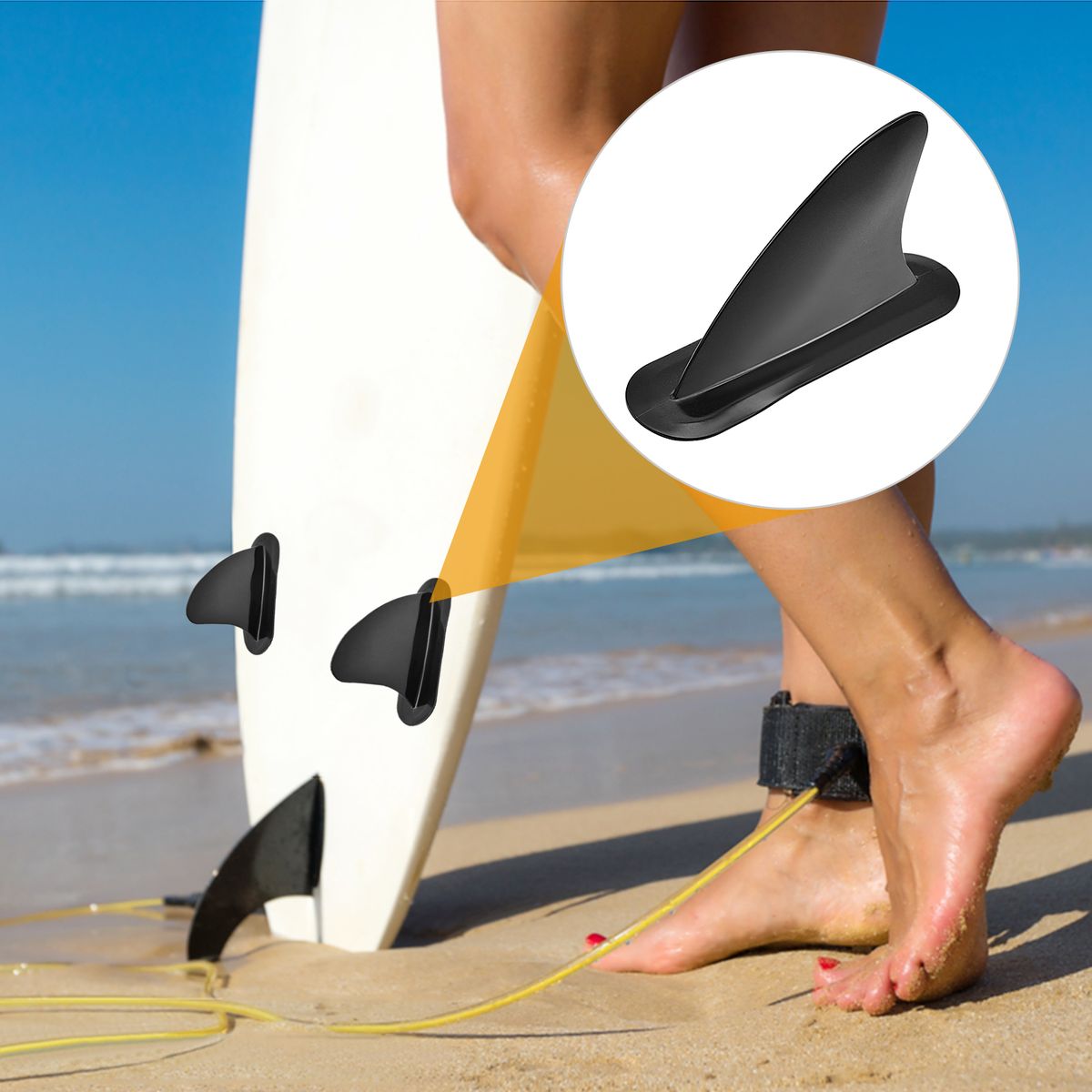 Detachable Side Fin With Base For Long Board Surfboard