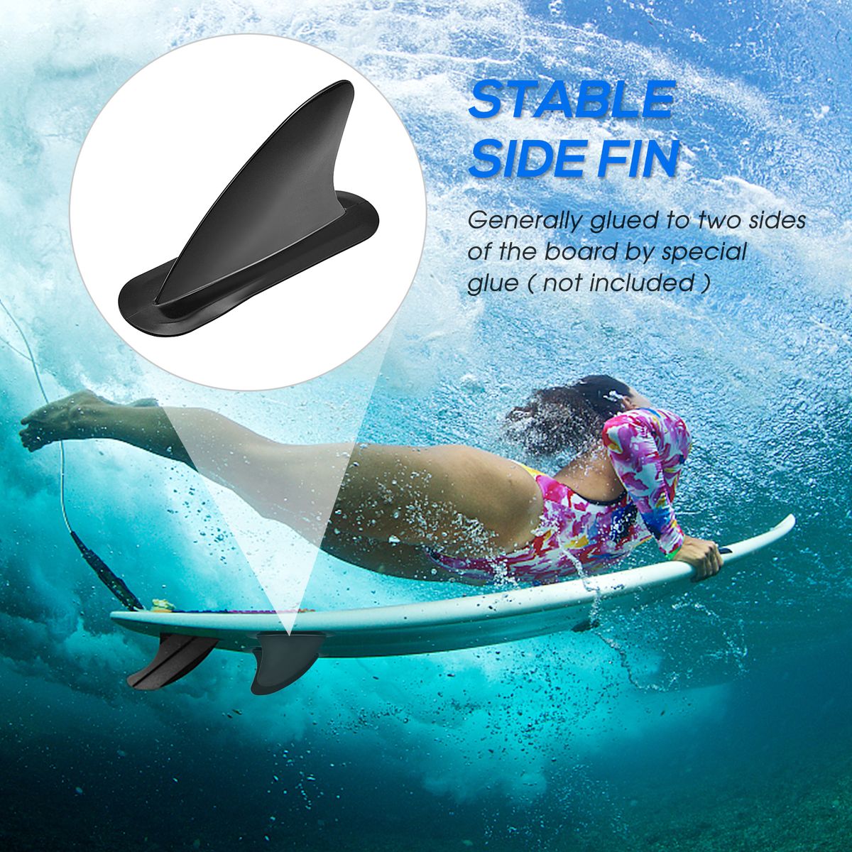 Detachable Side Fin With Base For Long Board Surfboard