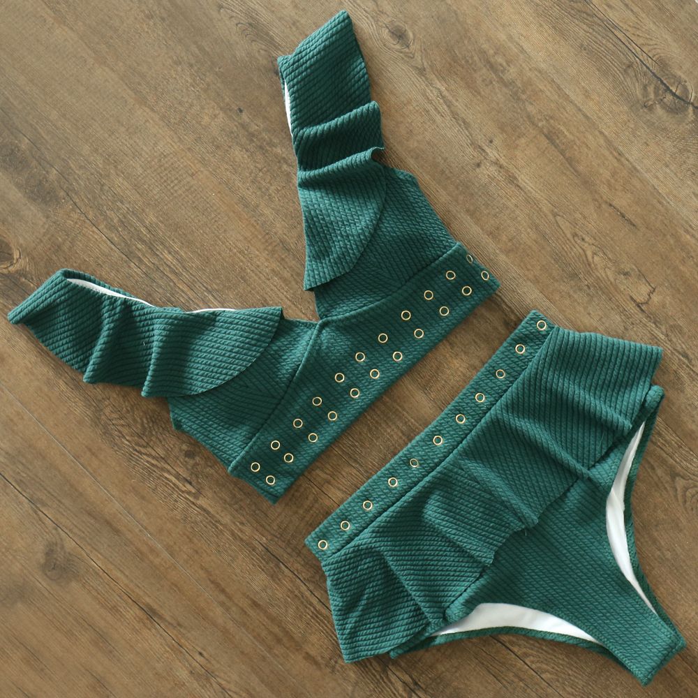 New High Waist Bikini Swimwear Women Swimsuit Push Up Bikinis Women Bathing Suit Biquini Ruffle Bikini Summer Beach Wear ZMS1908W1 KIP