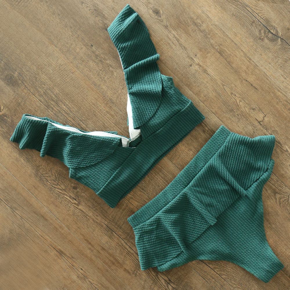 New High Waist Bikini Swimwear Women Swimsuit Push Up Bikinis Women Bathing Suit Biquini Ruffle Bikini Summer Beach Wear ZMS1908W1 KIP