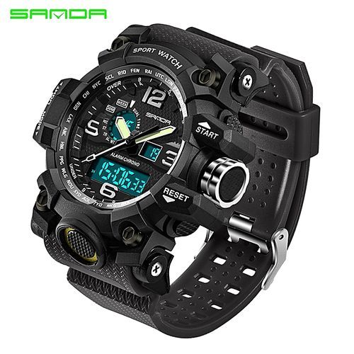 SANDA Brand Watch Sports Watch Military Army Analog Digital LED Electronic Quartz Wristwatches 50M Waterproof Relogio Masculino 742