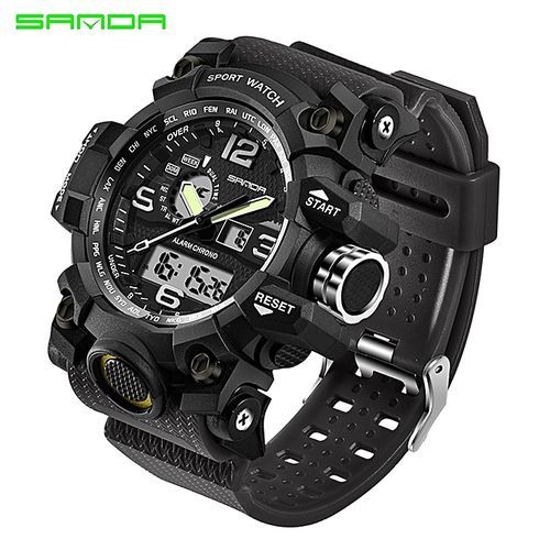 SANDA Brand Watch Sports Watch Military Army Analog Digital LED Electronic Quartz Wristwatches 50M Waterproof Relogio Masculino 742