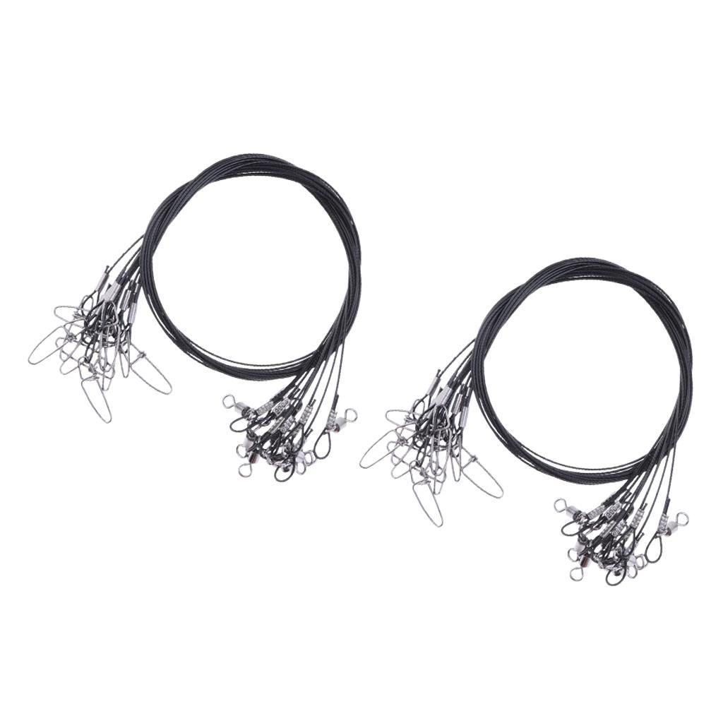 20x 50cm  Wire Leaders Tooth Proof Line Trace With Black