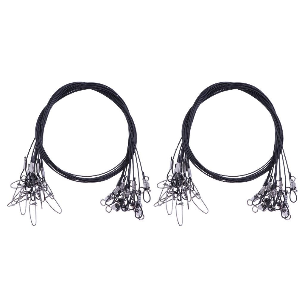 20x 50cm  Wire Leaders Tooth Proof Line Trace With Black
