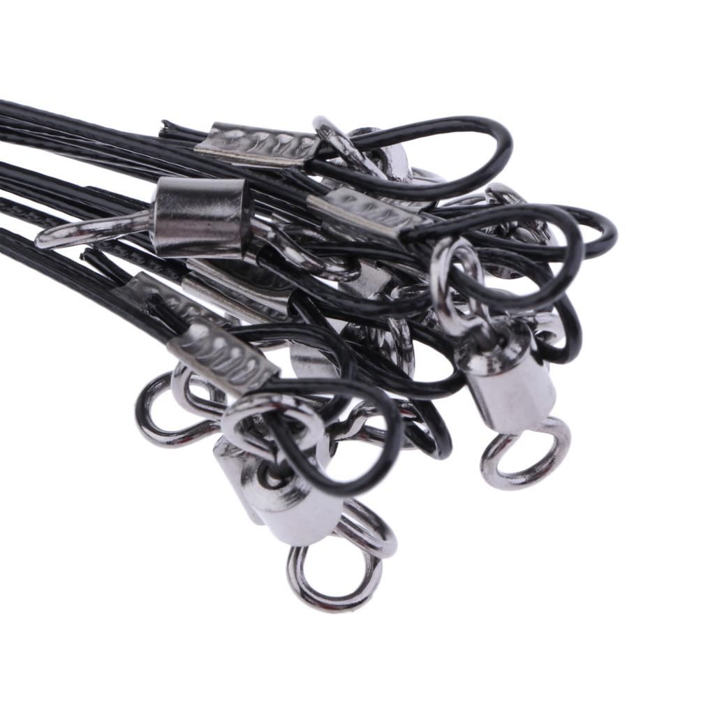 20x 50cm  Wire Leaders Tooth Proof Line Trace With Black