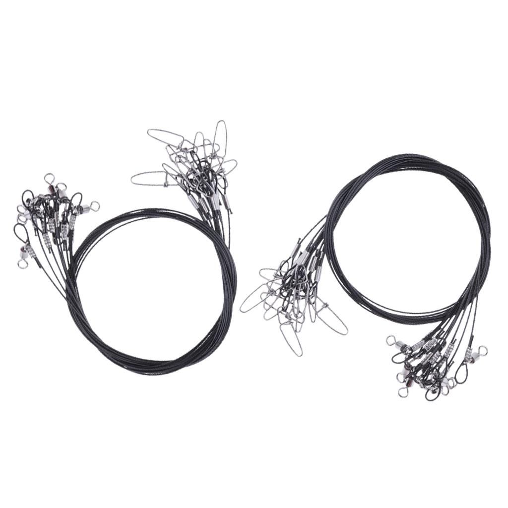 20x 50cm  Wire Leaders Tooth Proof Line Trace With Black