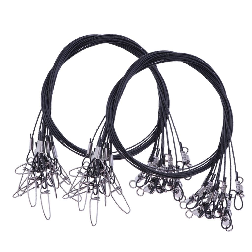 20x 50cm  Wire Leaders Tooth Proof Line Trace With Black
