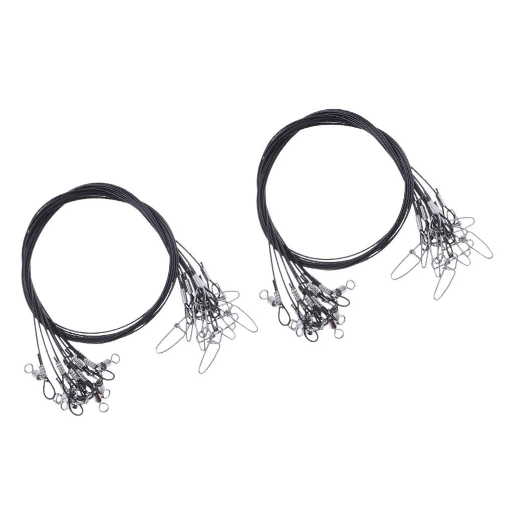 20x 50cm  Wire Leaders Tooth Proof Line Trace With Black