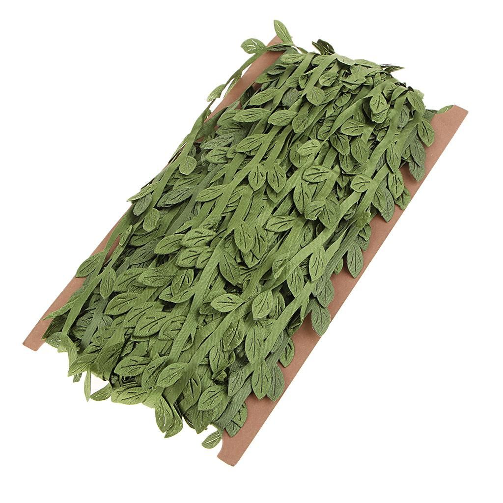 Prettyia 44yds Olive Green Leaf Trim Ribbon DIY Wreath Bright Green