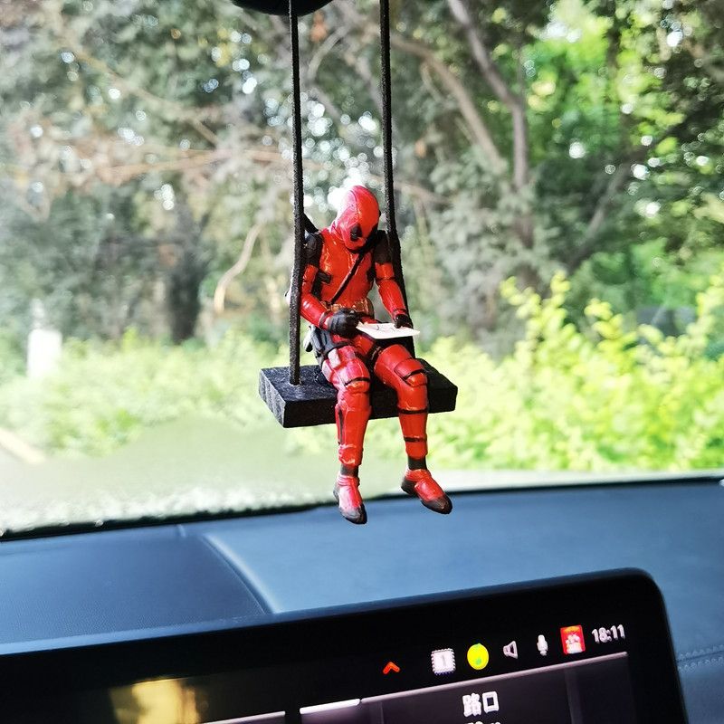 Car Interior Pendant Decor Deadpool Reading Book Swing