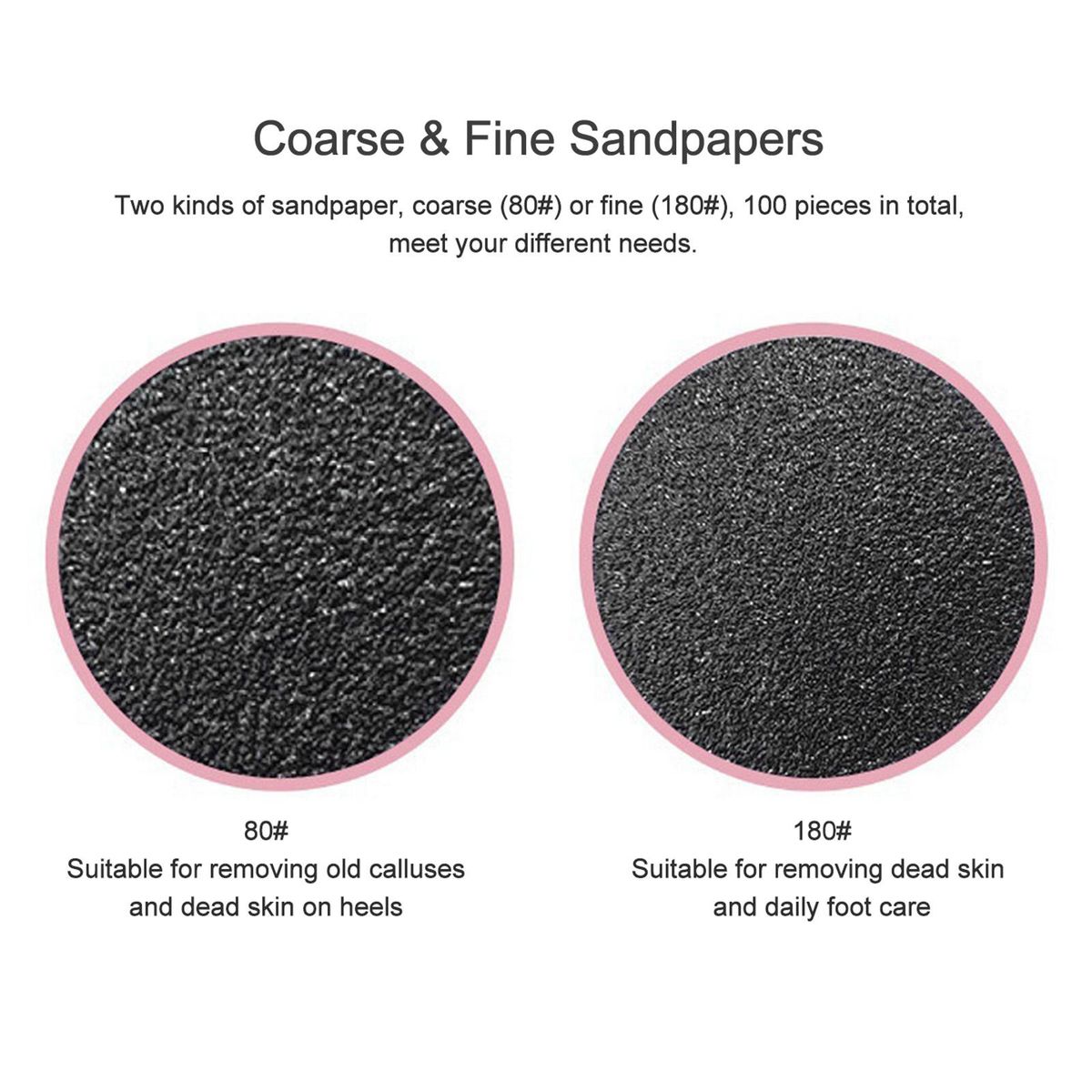 100pcs Foot Grinder Sandpapers Pedicure Sanding Disc Pad Coarse Fine Sandpaper For Cracked Heels Hard Dead Skin Callous Remover Foot Care Tool