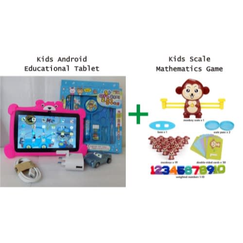 T279 - Kids Android Educational Tab - WiFi - 1GB - 16GB & Monkey Balance Math's Game -Pink