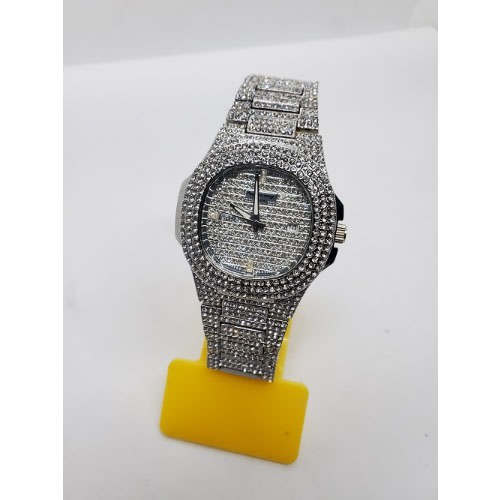 Iced Stoned Wristwatch - Silver