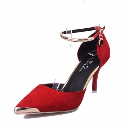 Women's Ankle Strap Heels - Red