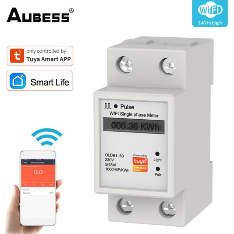 Tuya WiFi Smart Metering Energy Meter 110-286V Smart Life APP Din Rail Single-phase Smart Metering Switch Power Consumption Hot
