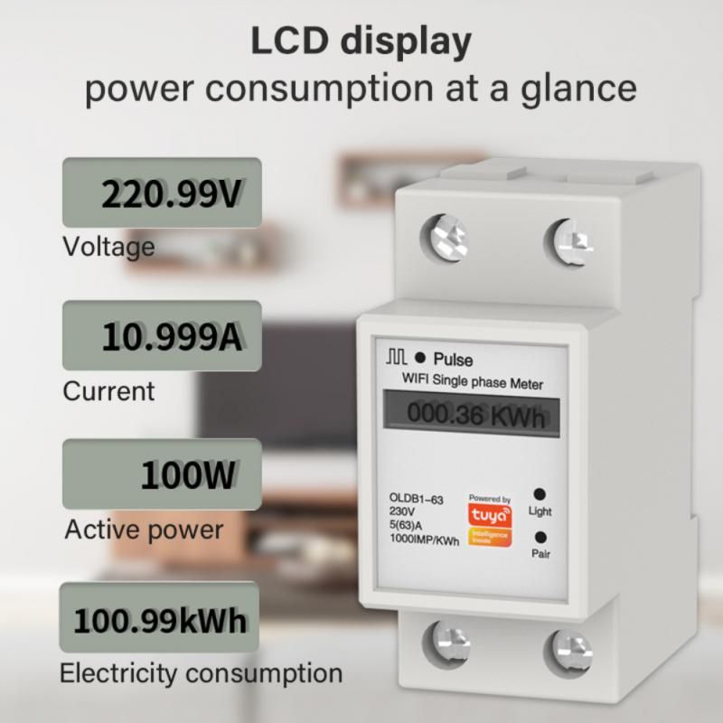Tuya WiFi Smart Metering Energy Meter 110-286V Smart Life APP Din Rail Single-phase Smart Metering Switch Power Consumption Hot