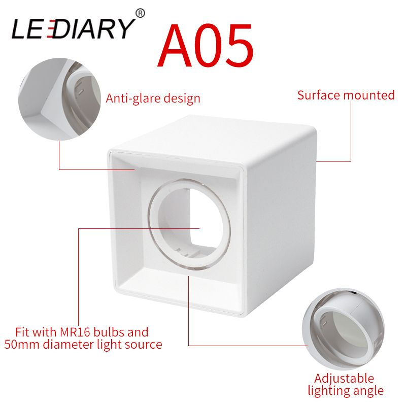 LEDIARY New MR16 GU10 Downlight Frame White Frosted Plastic