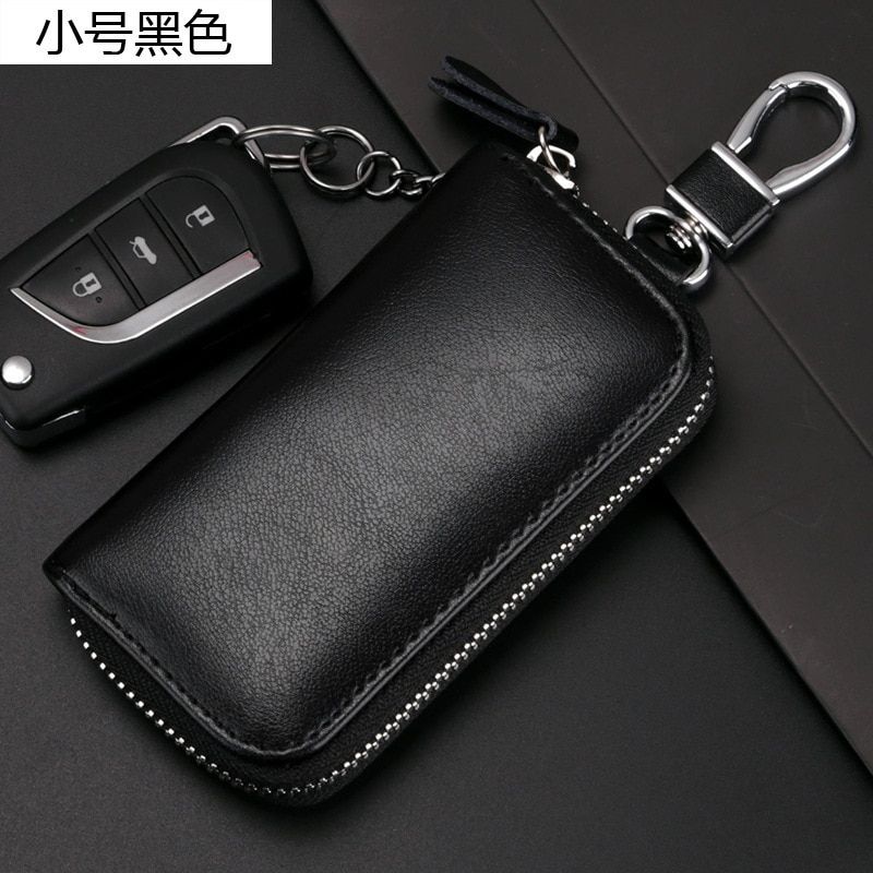 Large Capacity Zip Key Bag Man Waist Mounted Genuine Cowhide Women's Card Holder Car Multifunction