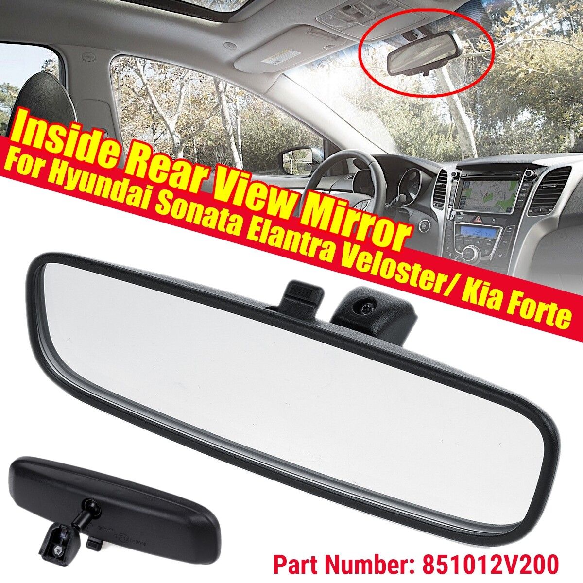 Inside Rear View Mirror For Hyundais Sonata Elantra Veloster/ Kia Forte 851013X100