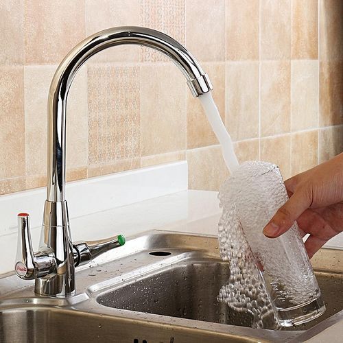 Spring Chrome Twin Handle Swivel Kitchen Faucet Mixer Tap With Sprayer Sink