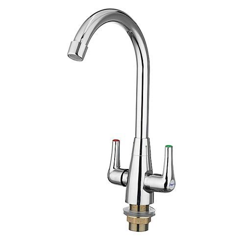 Spring Chrome Twin Handle Swivel Kitchen Faucet Mixer Tap With Sprayer Sink