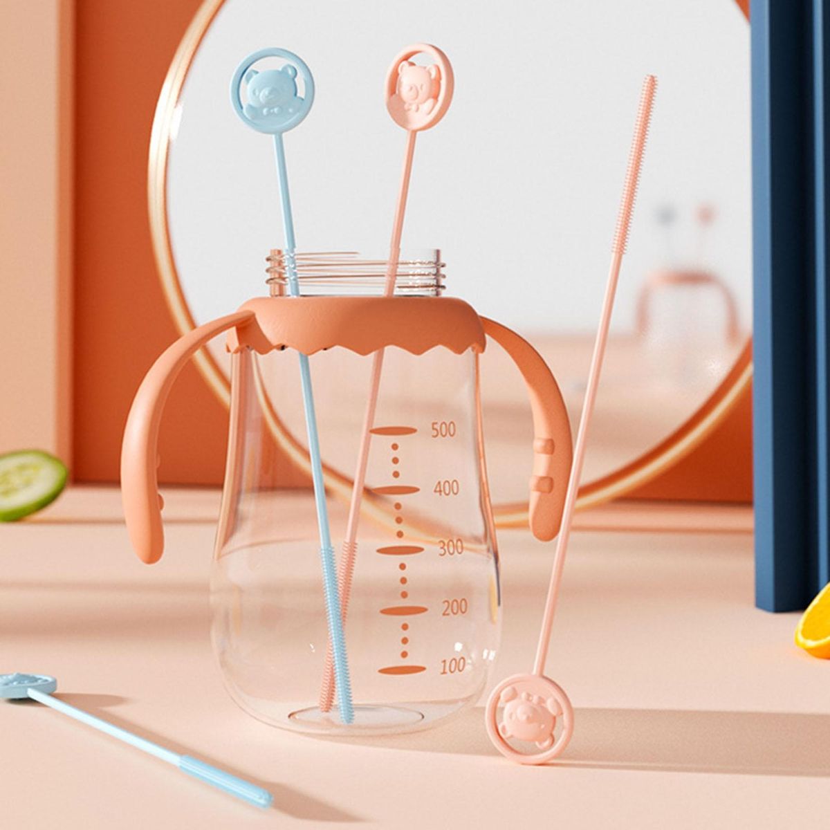 Silicone Straw Brush Sips 3-pack Reusable Straw amp Lid Brushes Pipe Pink Blue