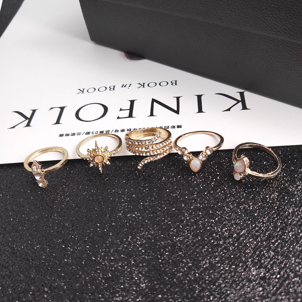 Fashion 17-Piece Diamond-set Ring Set Women Bohemian Rings