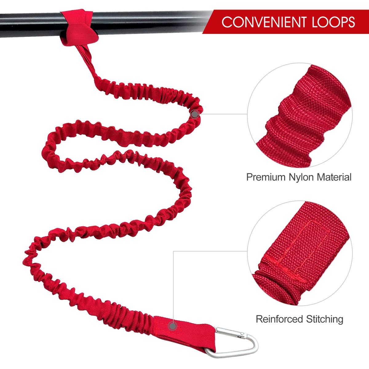 4 Pack Kayak Paddle Leash Lightweight Stretchable Coiled
