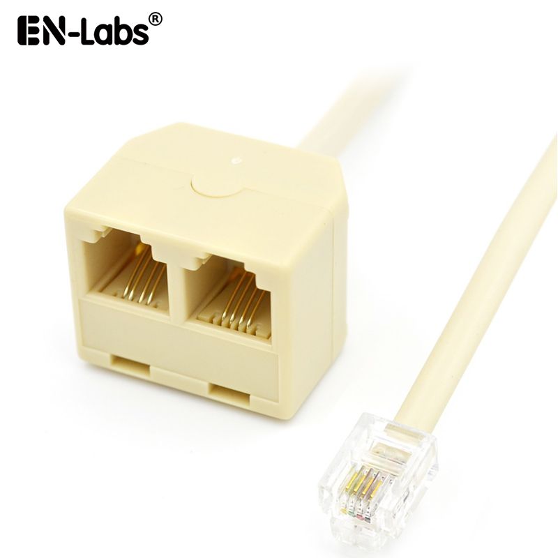 RJ11 To Double RJ11 Socket Female Port Splitter,RJ11 Plug To 2 Jack Adapter Telephone Wire,Cat3 6P4C Connector 1 To 2 Terminal