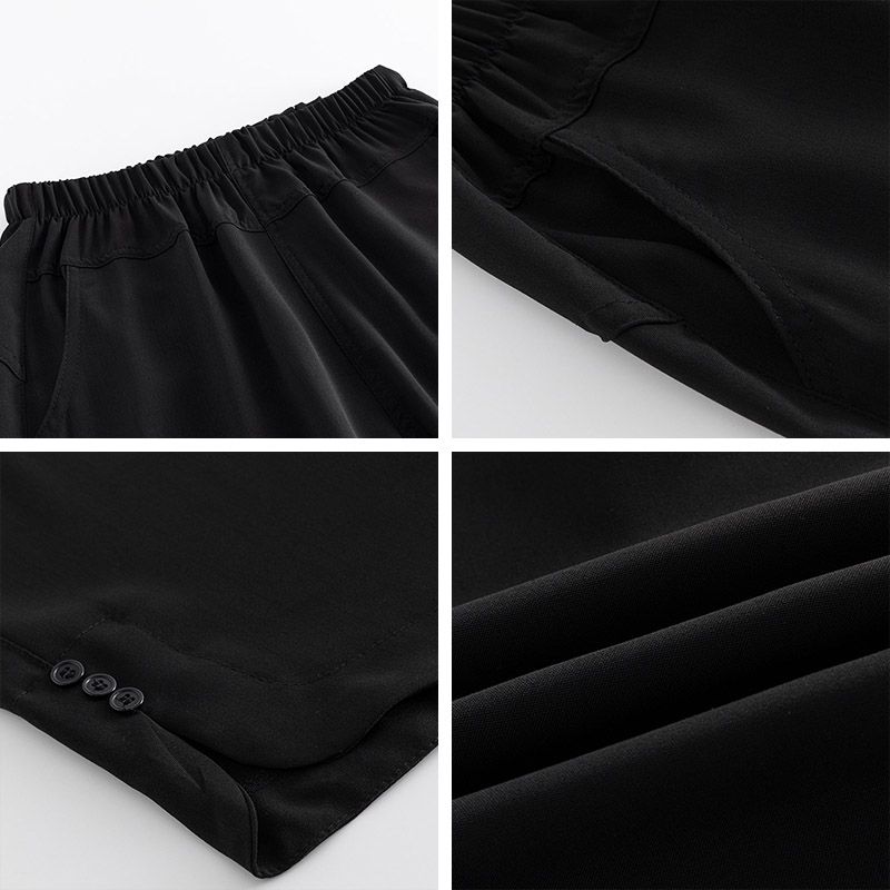 (Black)Plus Size Bottoms Women Clothing Breeches Chiffon Calf-Length Pants Cropped Trousers Oversized 4XL 5XL 6XL Streetwear Pantalones SAB