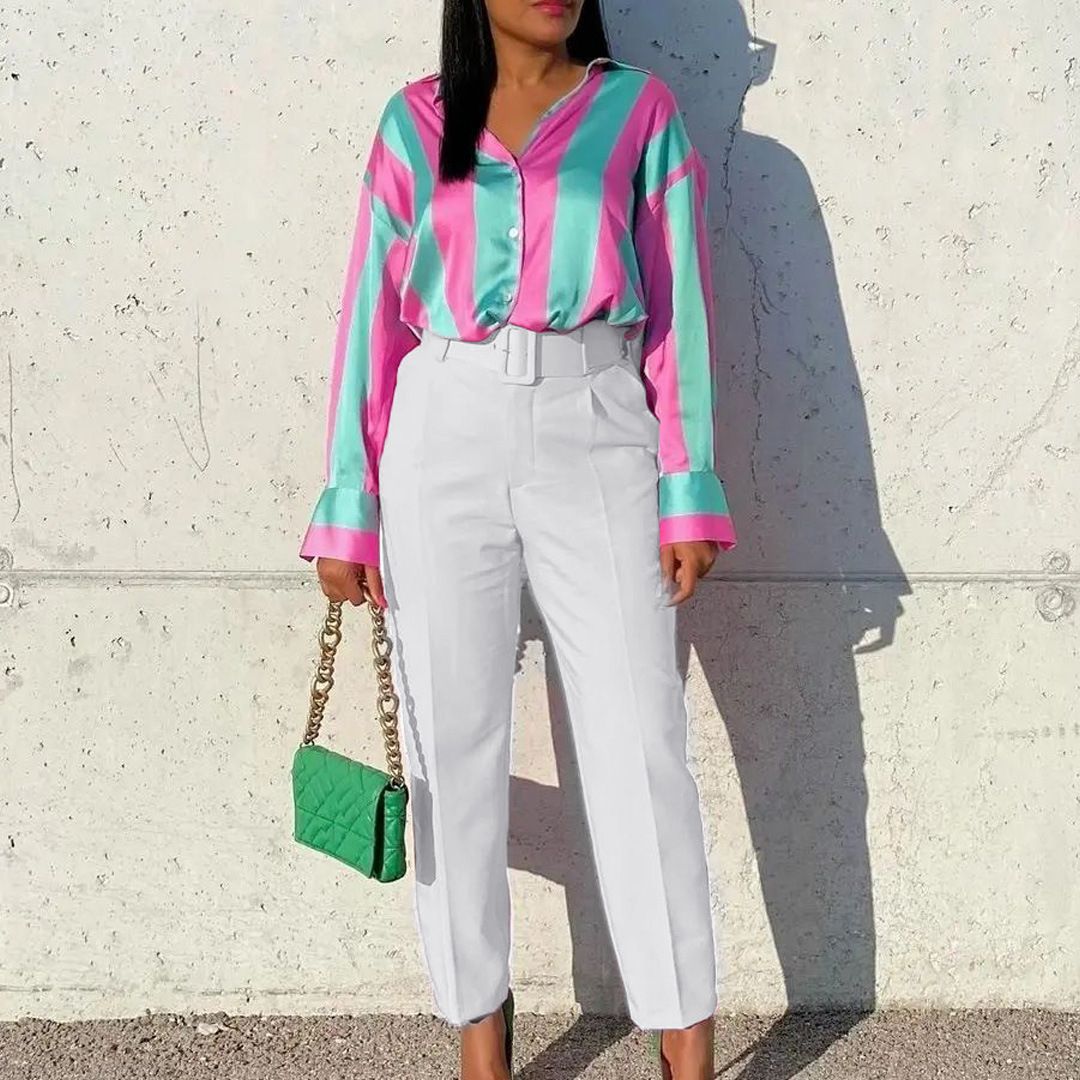 (Ivory)Elegant Plus Size Women Suit Pants Candy Color Office Lady Plus 3XL Pencil Pants With Belt Female Bottoms SAB