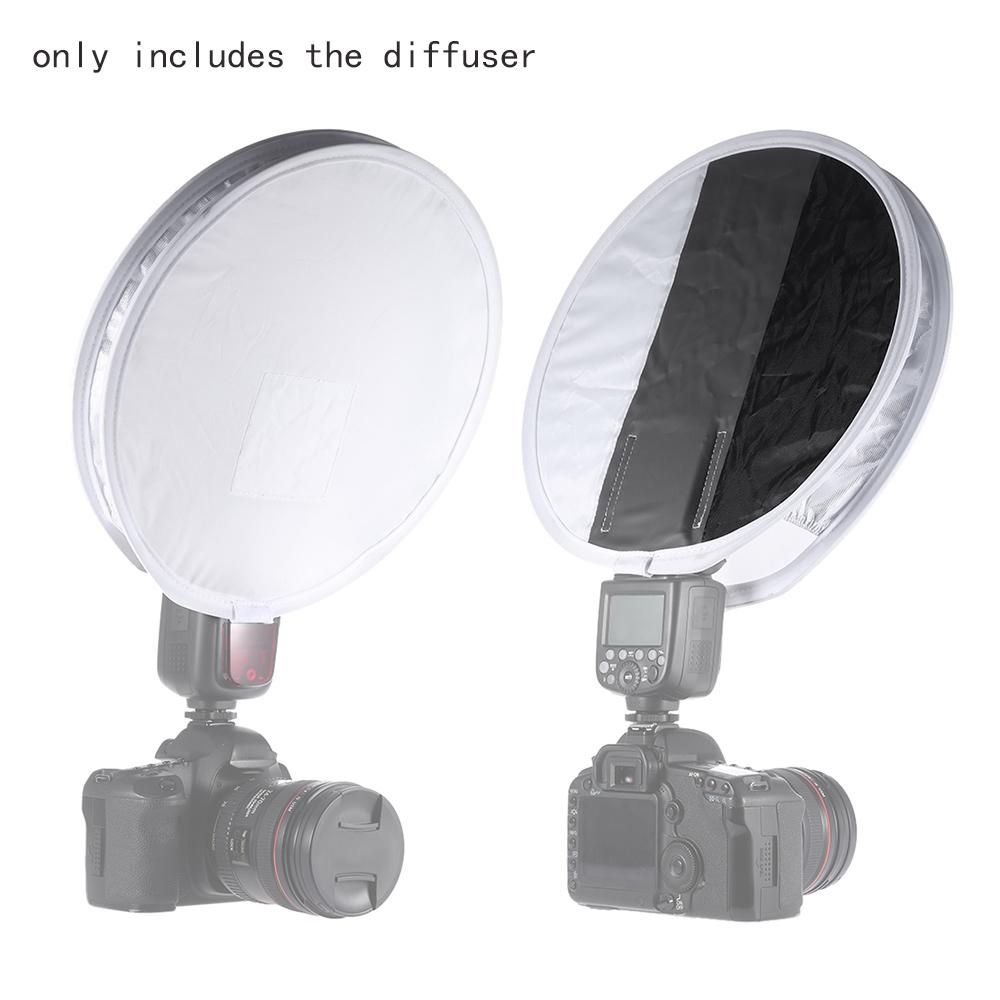 Multifunctional 12in/31cm Mini Portable Round On-camera Flash Speedlite Diffuser Softbox with White/Grey/Black Color for Canon Nikon Sigma Yongnuo Godox Andoer Neewer Vivitar Speedlight
