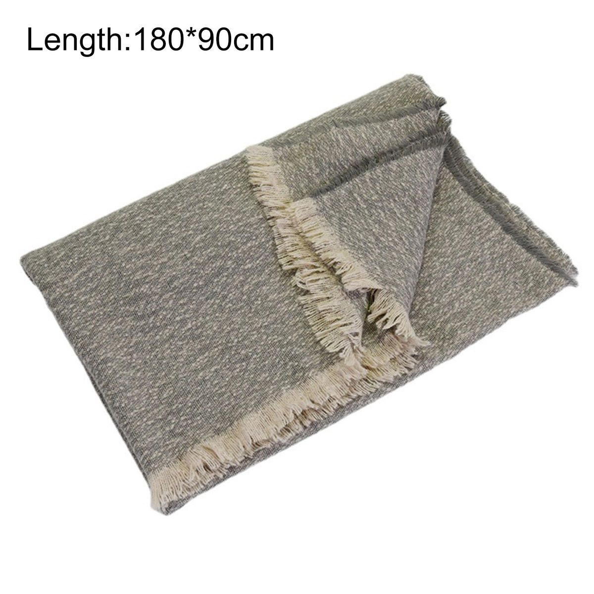 Shawl Wrap Fringed Tassels Striped Soft-Gray & White