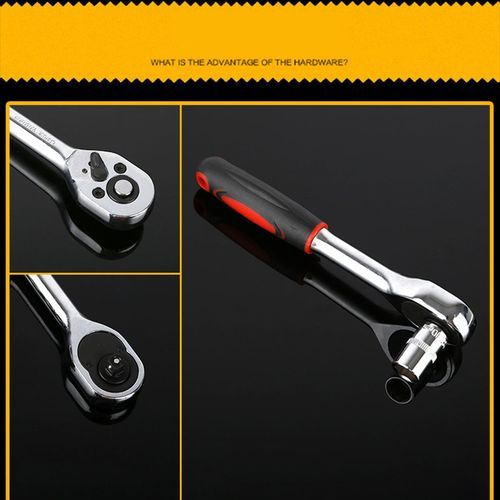 24 Teeth 1/4 3/8 1/2 In H Adjustable Extension Rat Het Handle Wren H Long Rotating Teles Opi  So Ket Rat Het Wren H Spanner-Silver And Black-1/2