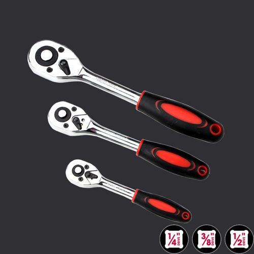 24 Teeth 1/4 3/8 1/2 In H Adjustable Extension Rat Het Handle Wren H Long Rotating Teles Opi  So Ket Rat Het Wren H Spanner-Silver And Black-1/2
