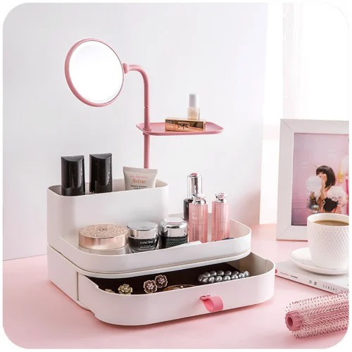 Cosmetic Organizer With Rotatable Mirror