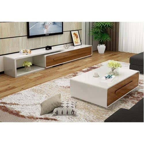 Glossy Simpson Tv Stand With Center Table - Multicolor
