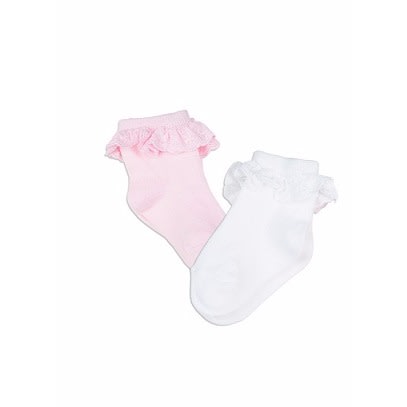 Baby Girl's Lace Trim Socks - Pack of 2