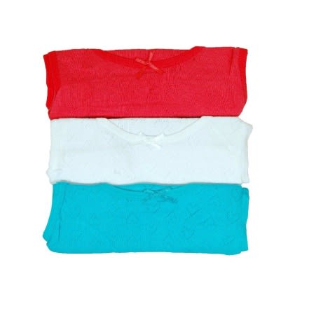 3pc Girl's Multicolored Pure Cotton Singlet
