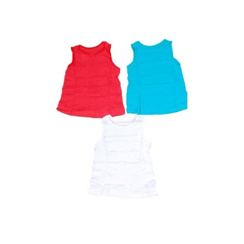 3pc Girl's Multicolored Pure Cotton Singlet