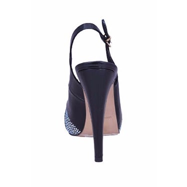 Patent Sandals with Stones - Black