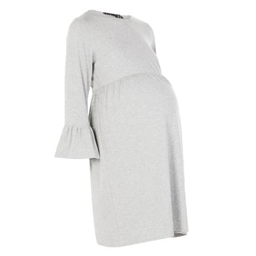 Ruffle Sleeve Grey Maternity Dress