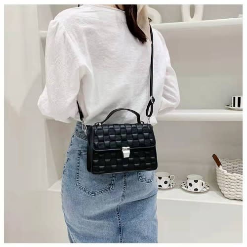 Premium Quality Leather Ladies Crossbody Hand Bag- Black