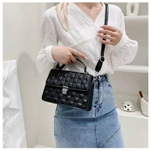 Premium Quality Leather Ladies Crossbody Hand Bag- Black