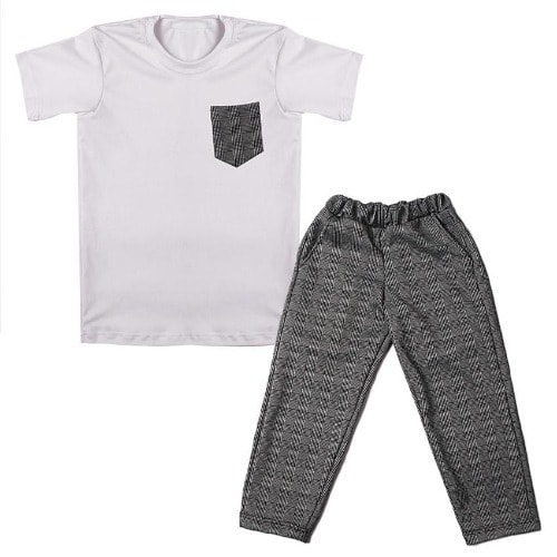 Unisex Polo And Trouser - Grey & White