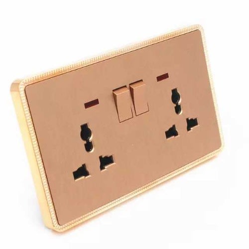 Double Electric 13amps, 2-gang Deluxe Gold Switch With Neon