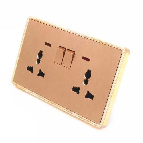 Double Electric 13amps, 2-gang Deluxe Gold Switch With Neon