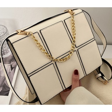 R Ladies Crossbody Hand Bag-  White