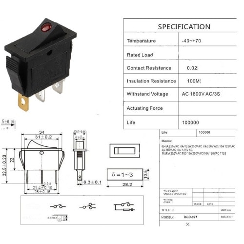 Kcd3-101-3p Cat Eye Rocker Switch-3 Pin Latching