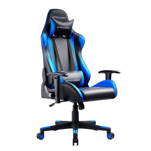 Gaming Chair With Footrest - Blue